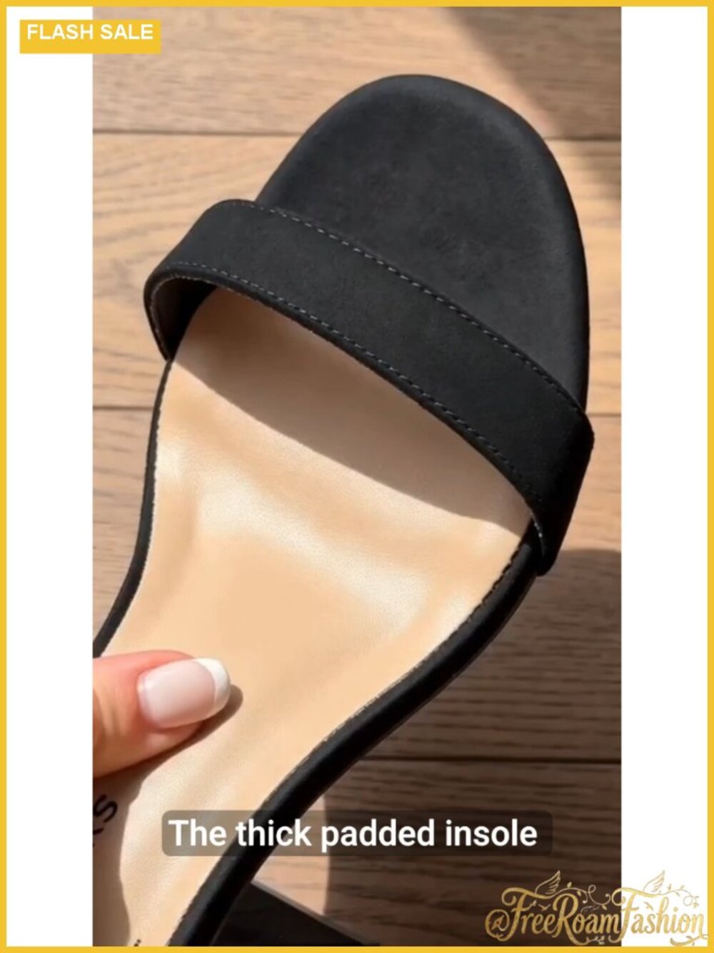 Women's Comfort Low Block Heel Sandals with Ankle Strap - Picture 6 of 6